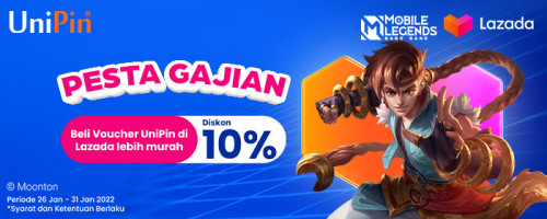 Promo Diskon 10% Beli Voucher UniPin lebih hemat di Lazada